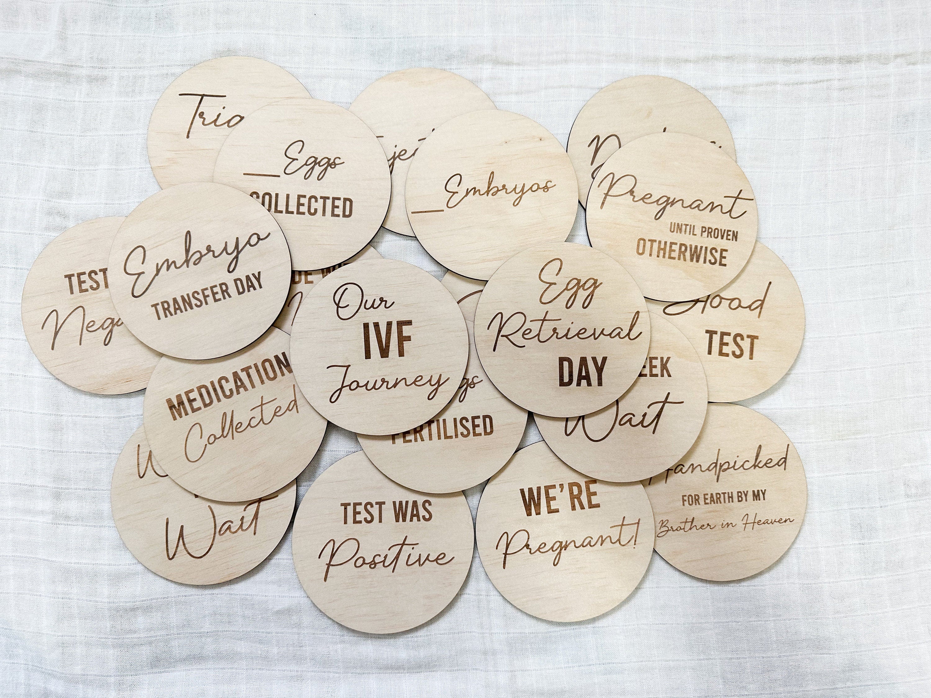 Wooden IVF Milestone Disks
