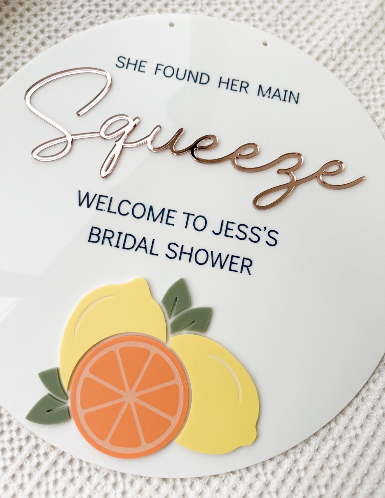 “She Found Her Main Squeeze” Bridal Shower Plaque