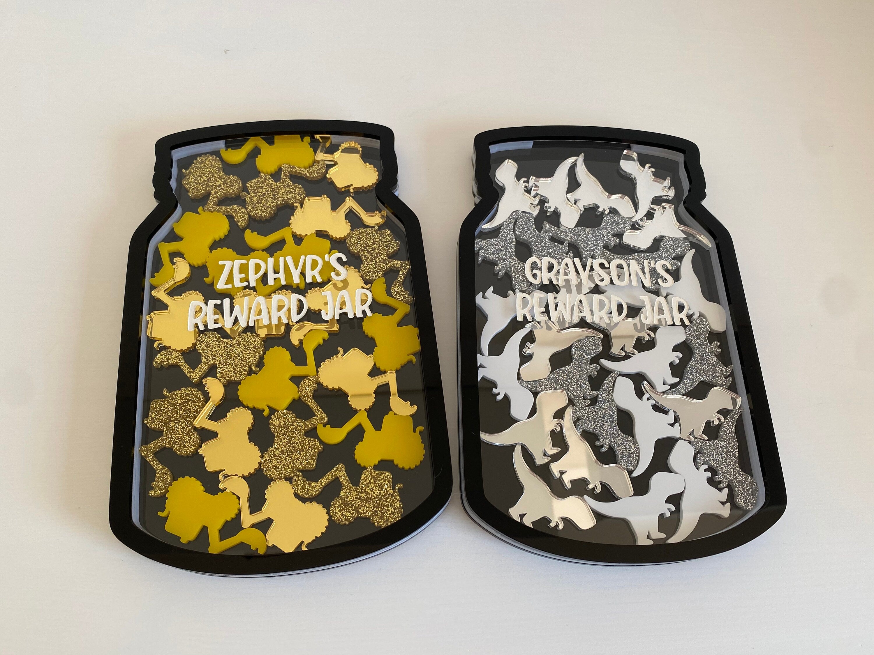 Personalised Kids Reward Jar with Dinosaur Tokens