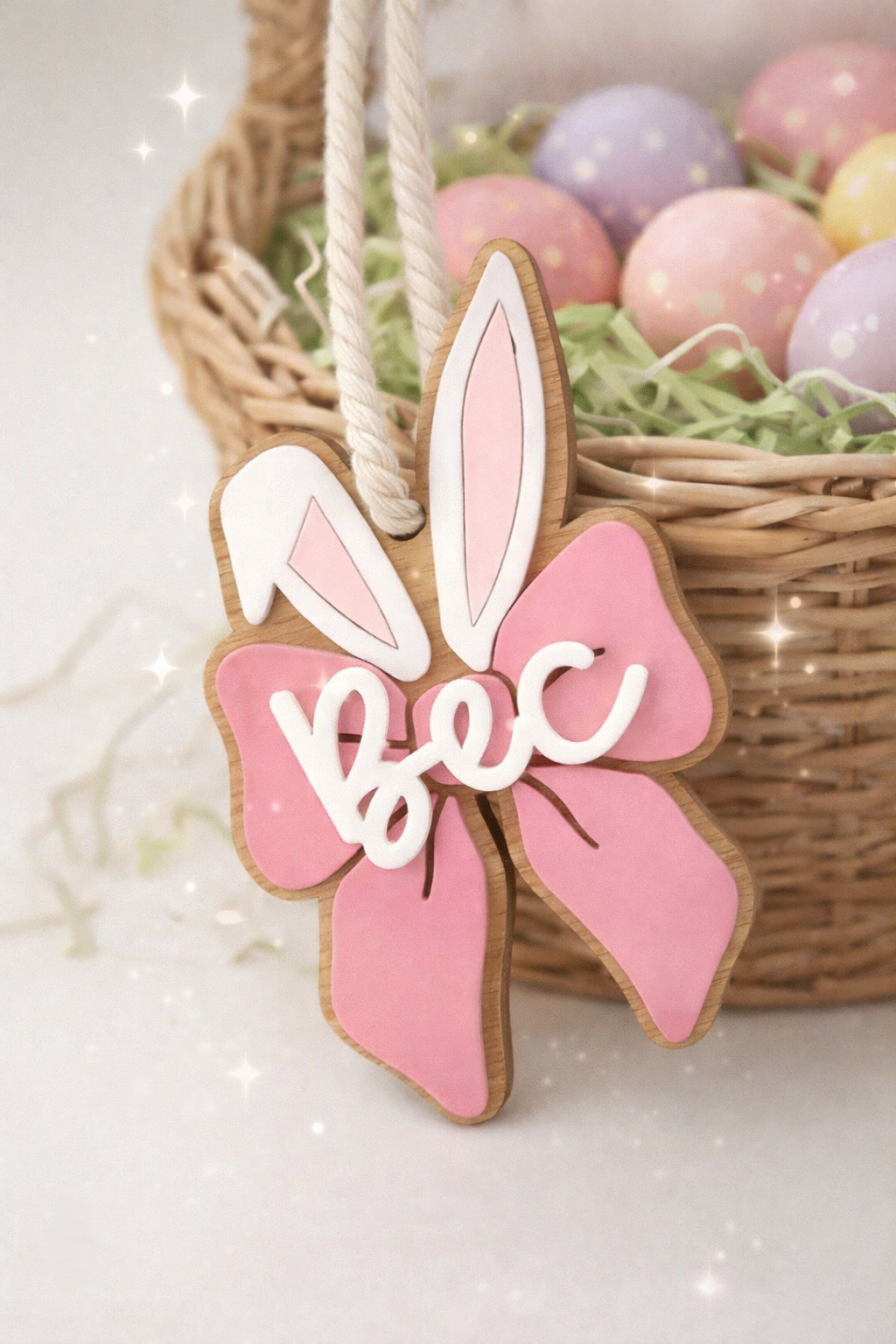 Personalised Bow Easter Basket Tag