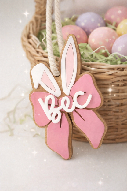 Personalised Bow Easter Basket Tag