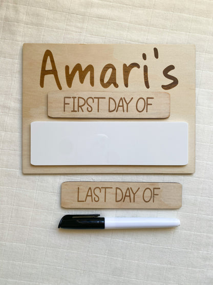 Personalised First &amp; Last Day of School Board