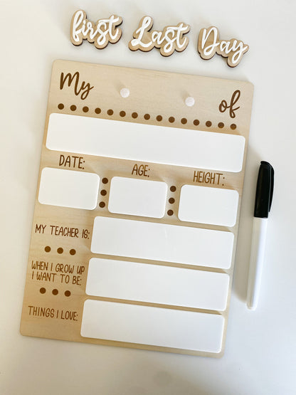 Interchangeable Back to School Board