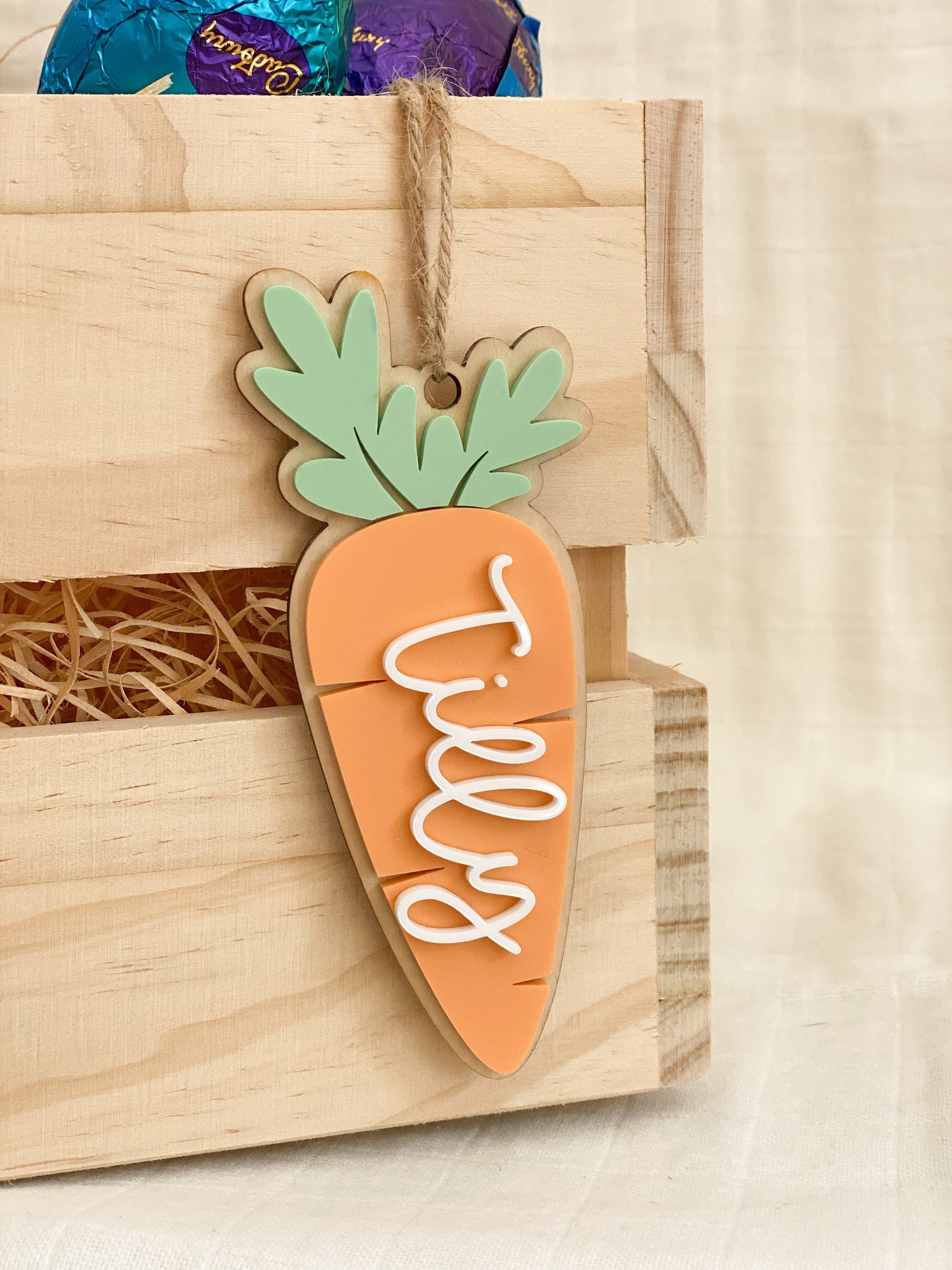 Personalised Easter Basket Carrot Gift Tag
