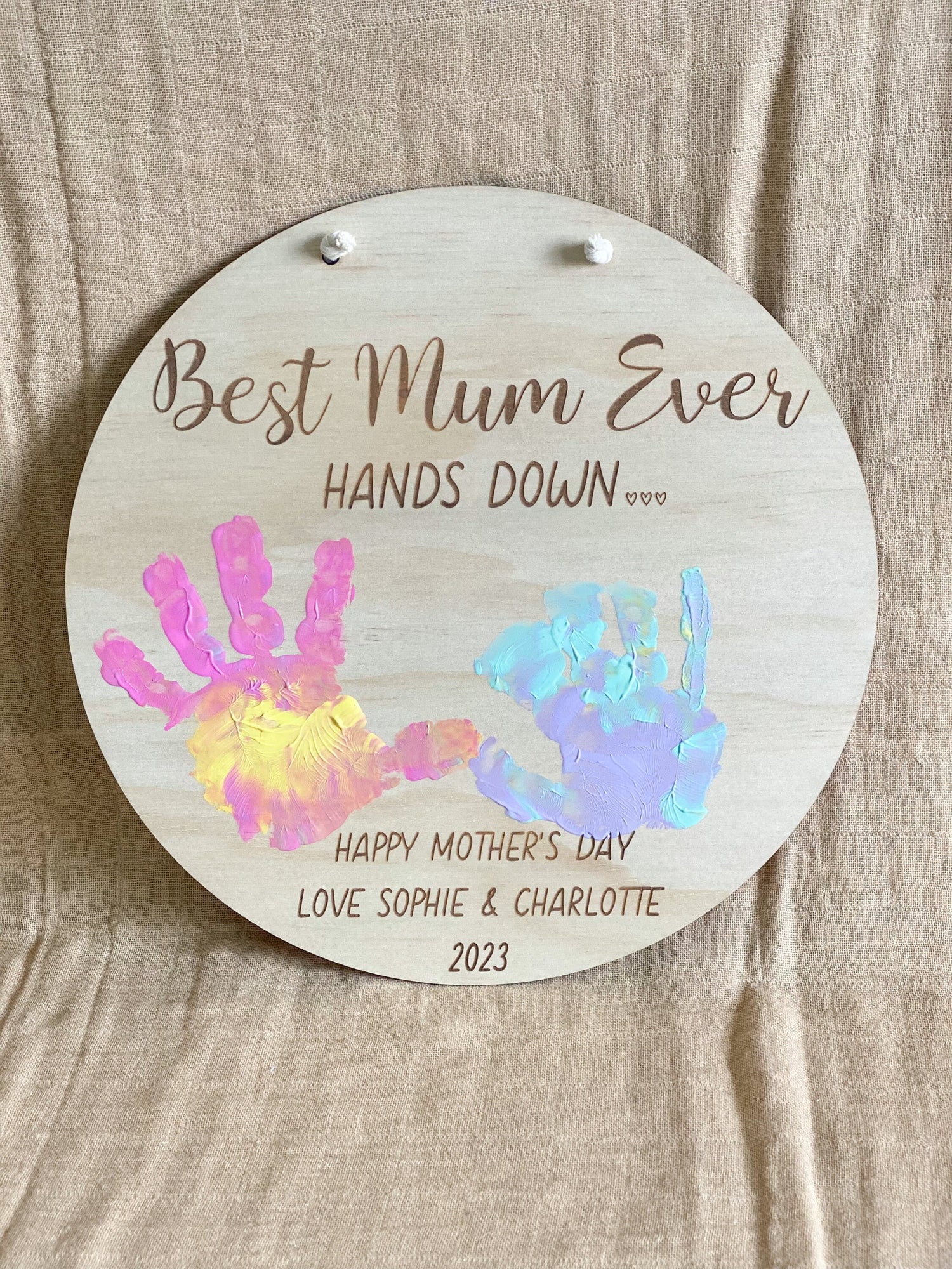 Personalised “Best Mum Ever” Handprint Plaque
