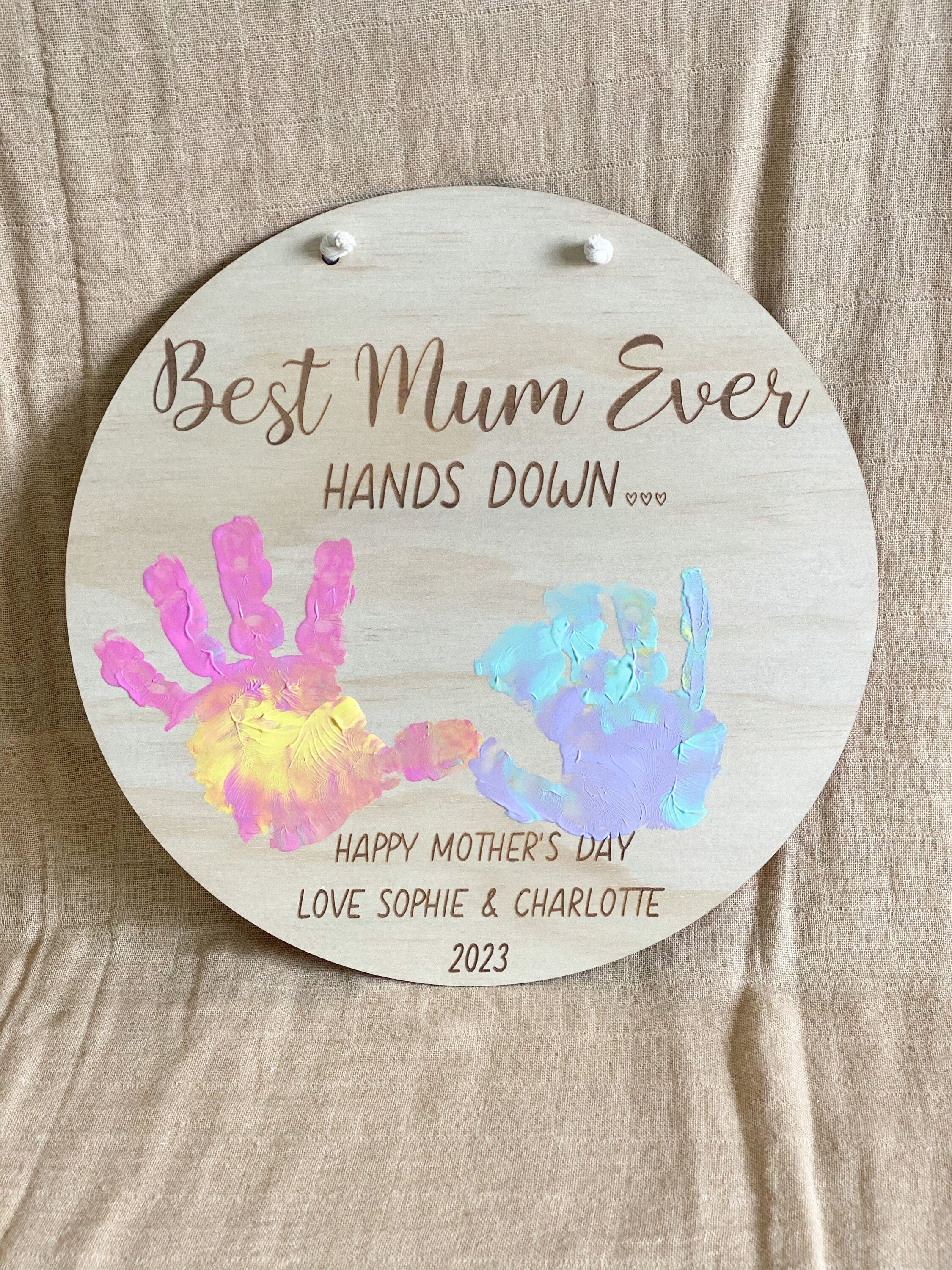 Personalised “Best Mum Ever” Handprint Plaque