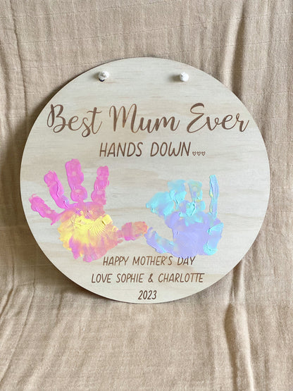 Personalised “Best Mum Ever” Handprint Plaque