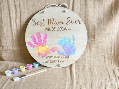 Best Dad Ever Hands Down Handprint Plaque