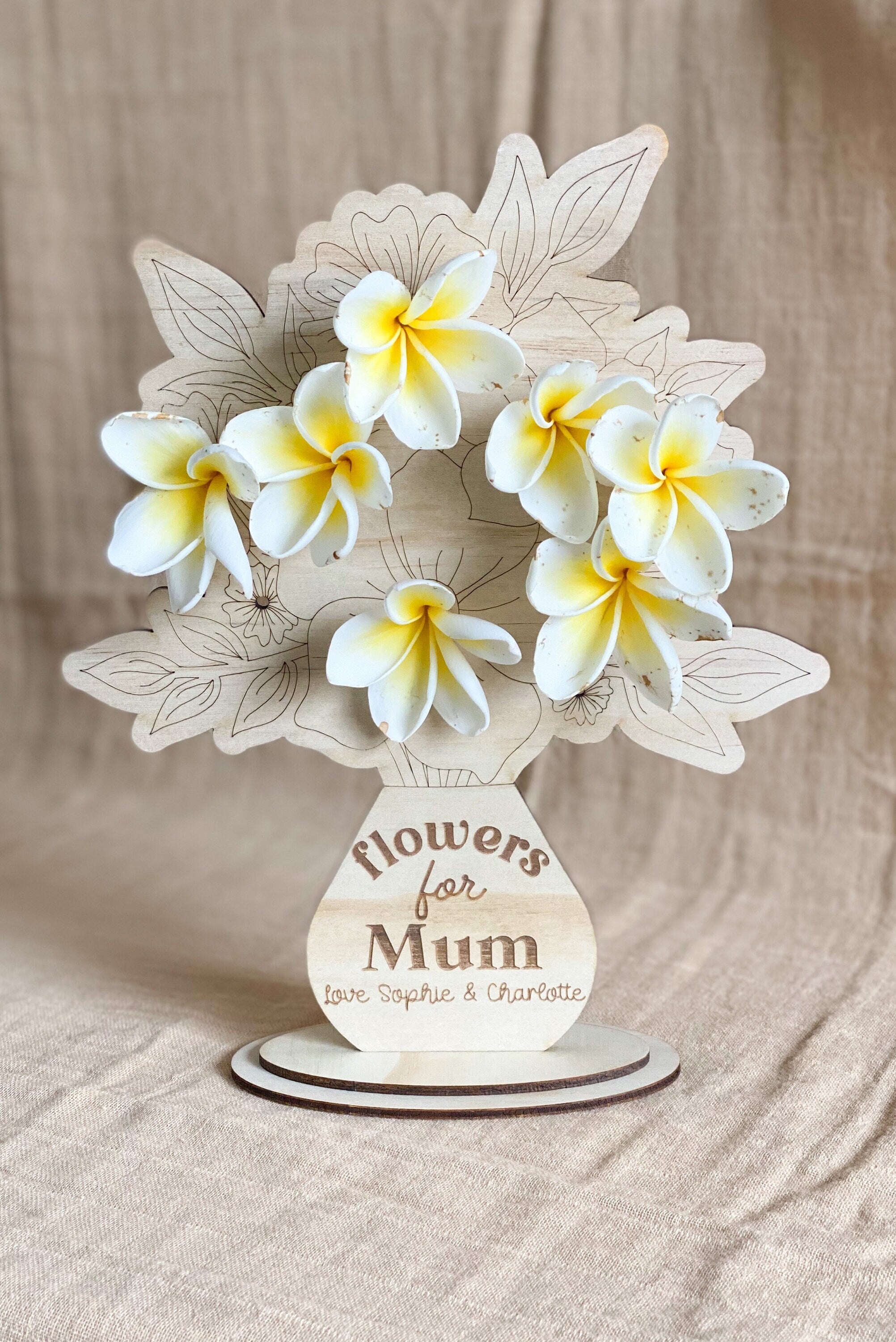 Personalised Wooden Flower Holder