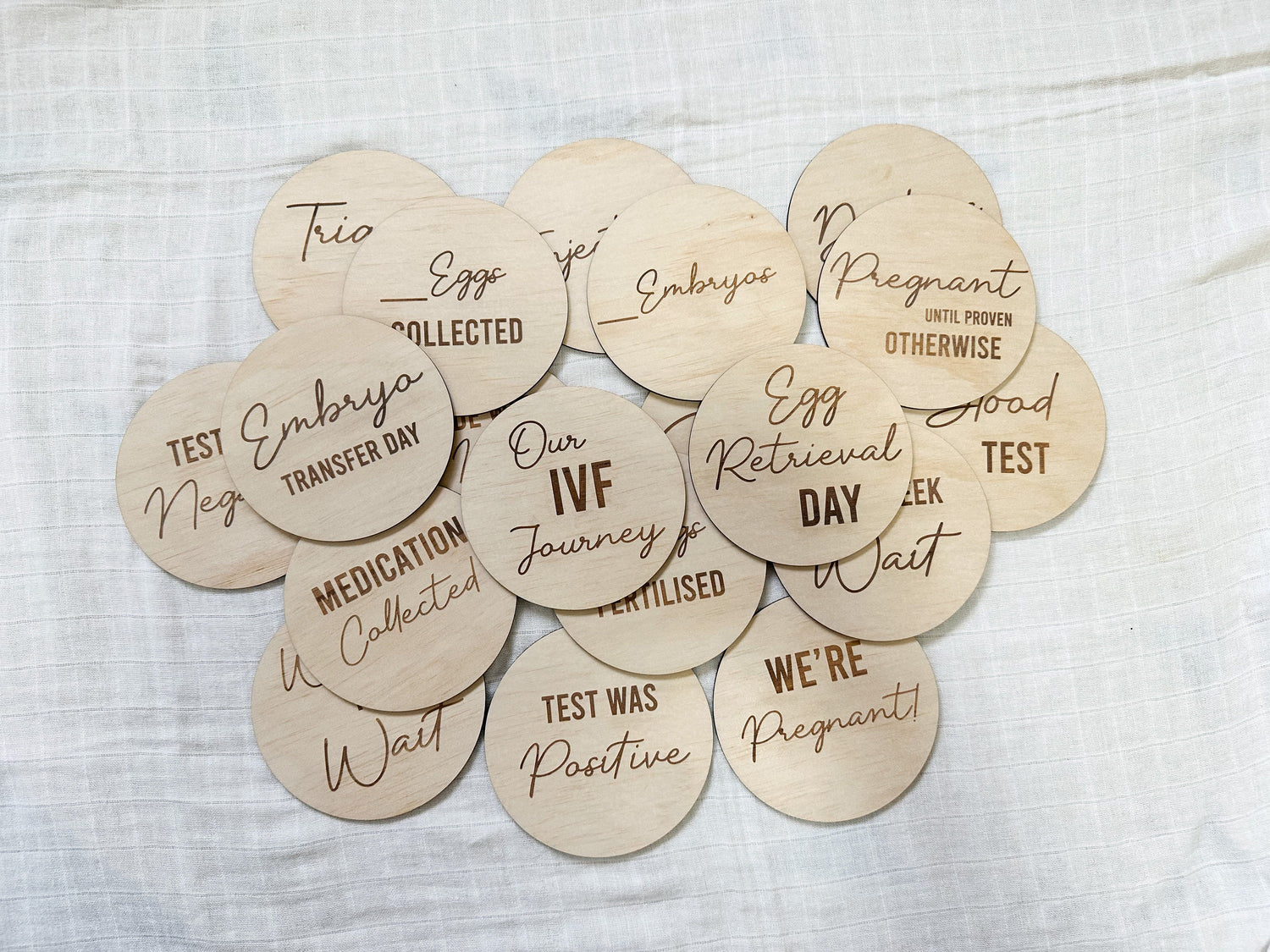 Wooden IVF Milestone Disks