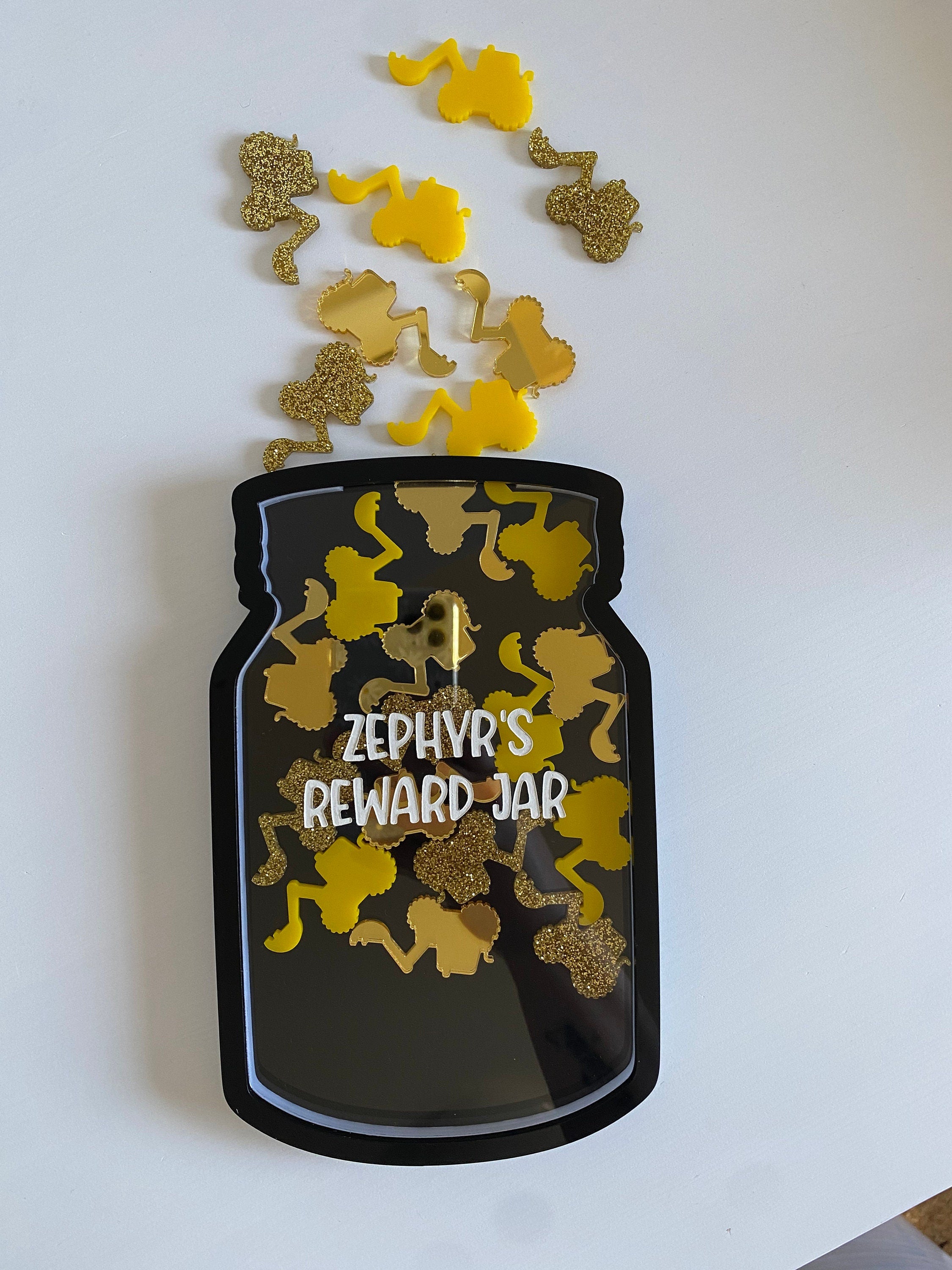 Personalised Kids Reward Jar with Digger Tokens