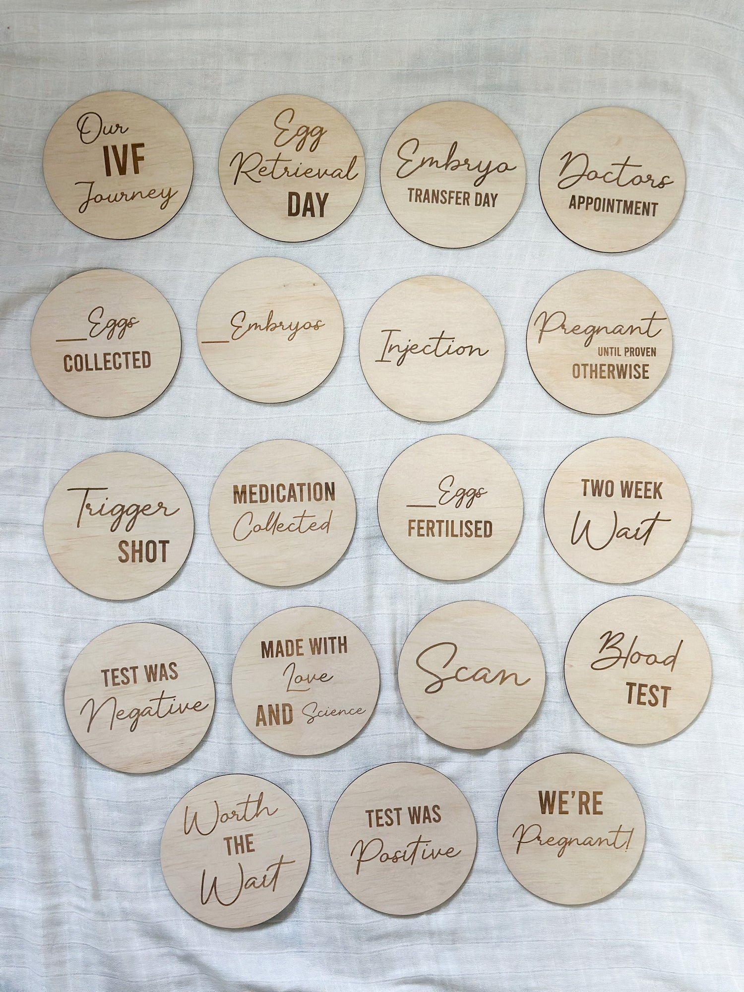 Wooden IVF Milestone Disks
