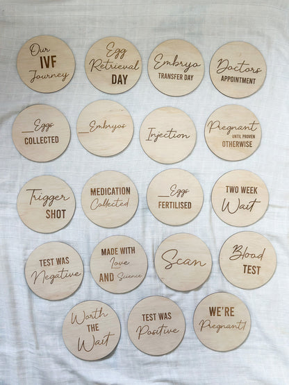 Wooden IVF Milestone Disks