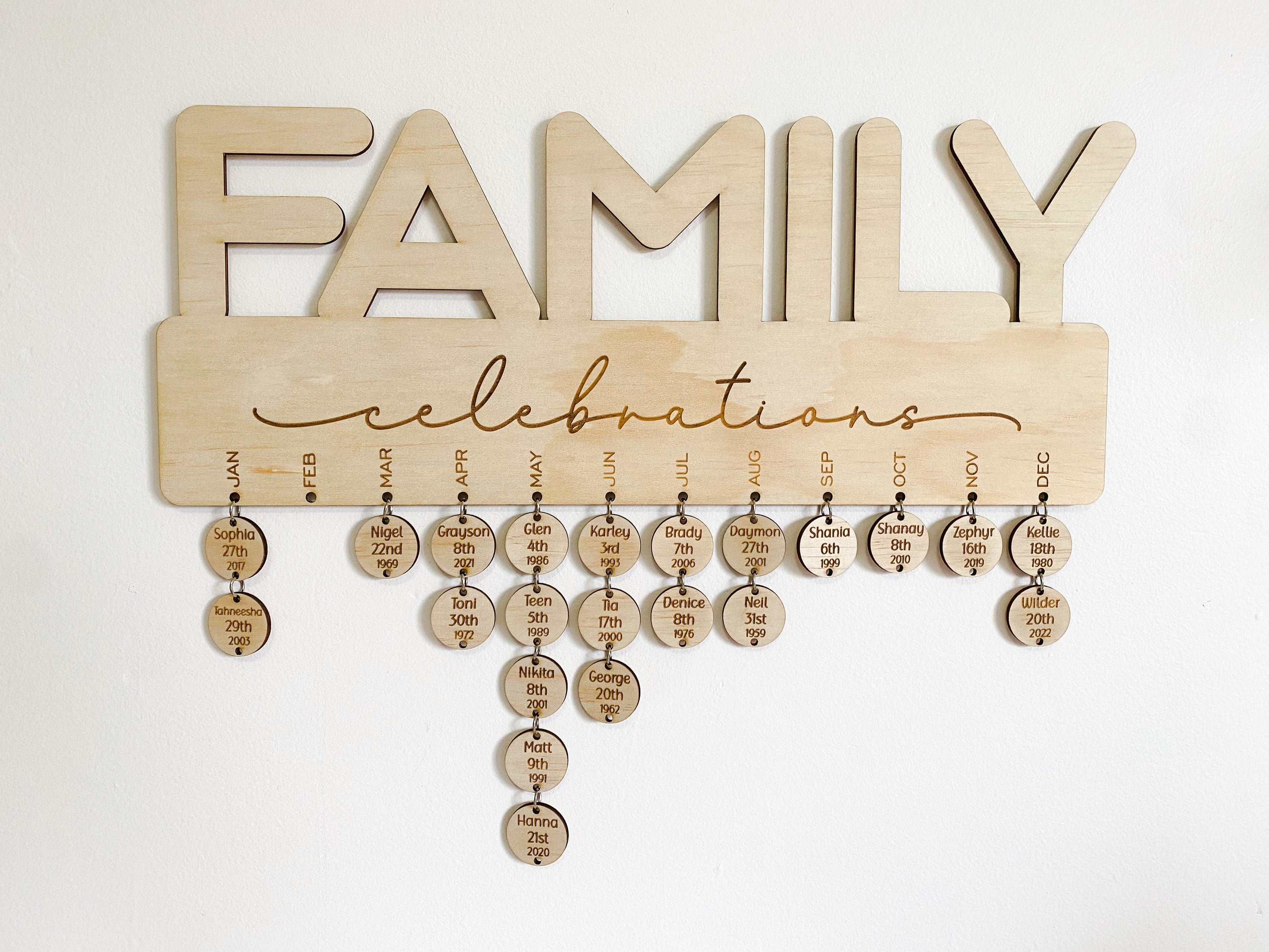 Personalised Wooden Birthday Calendar Board