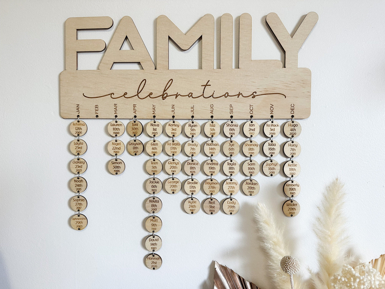 Personalised Wooden Birthday Calendar Board