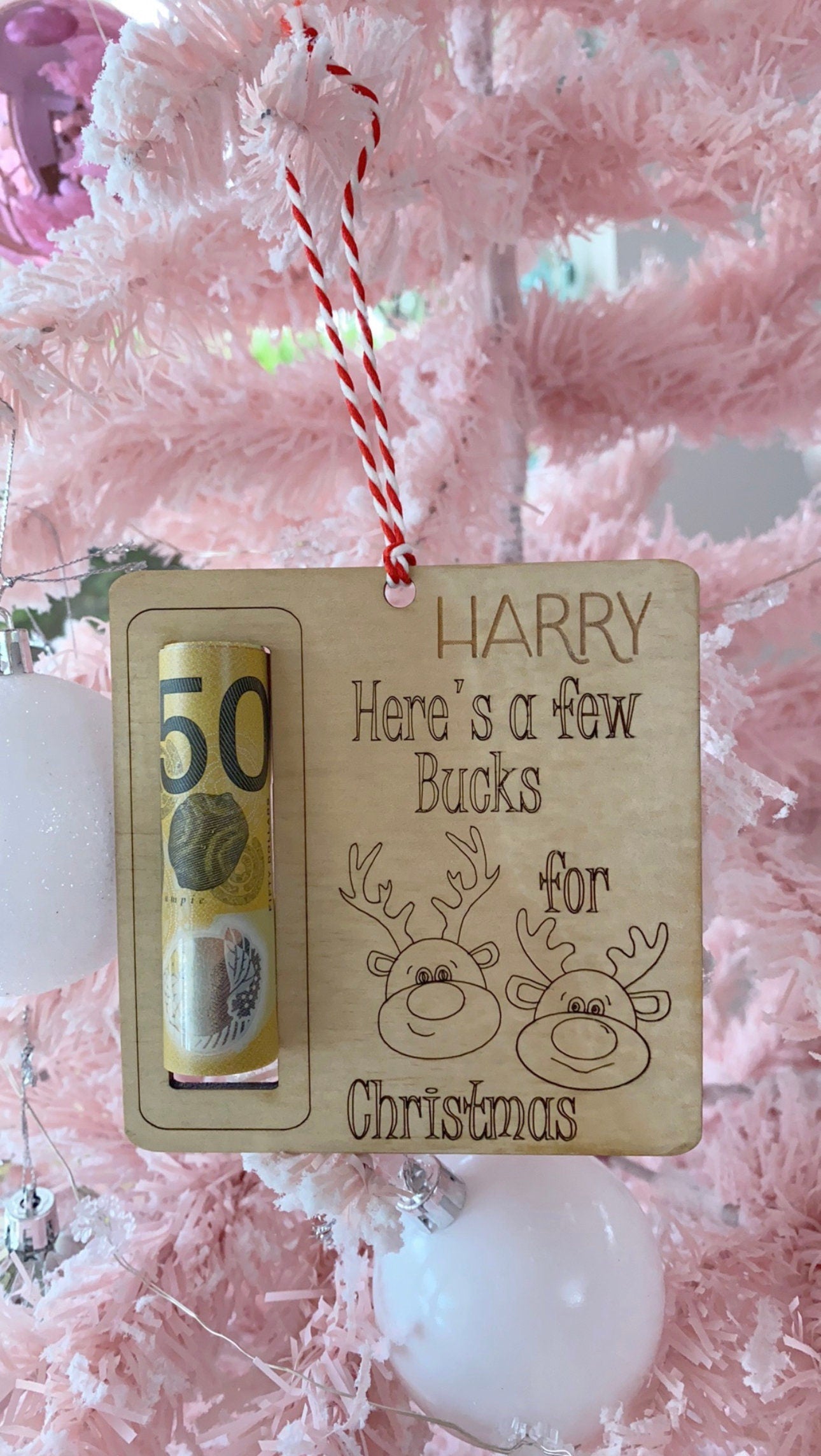 Personalised Christmas Money Holder Ornament