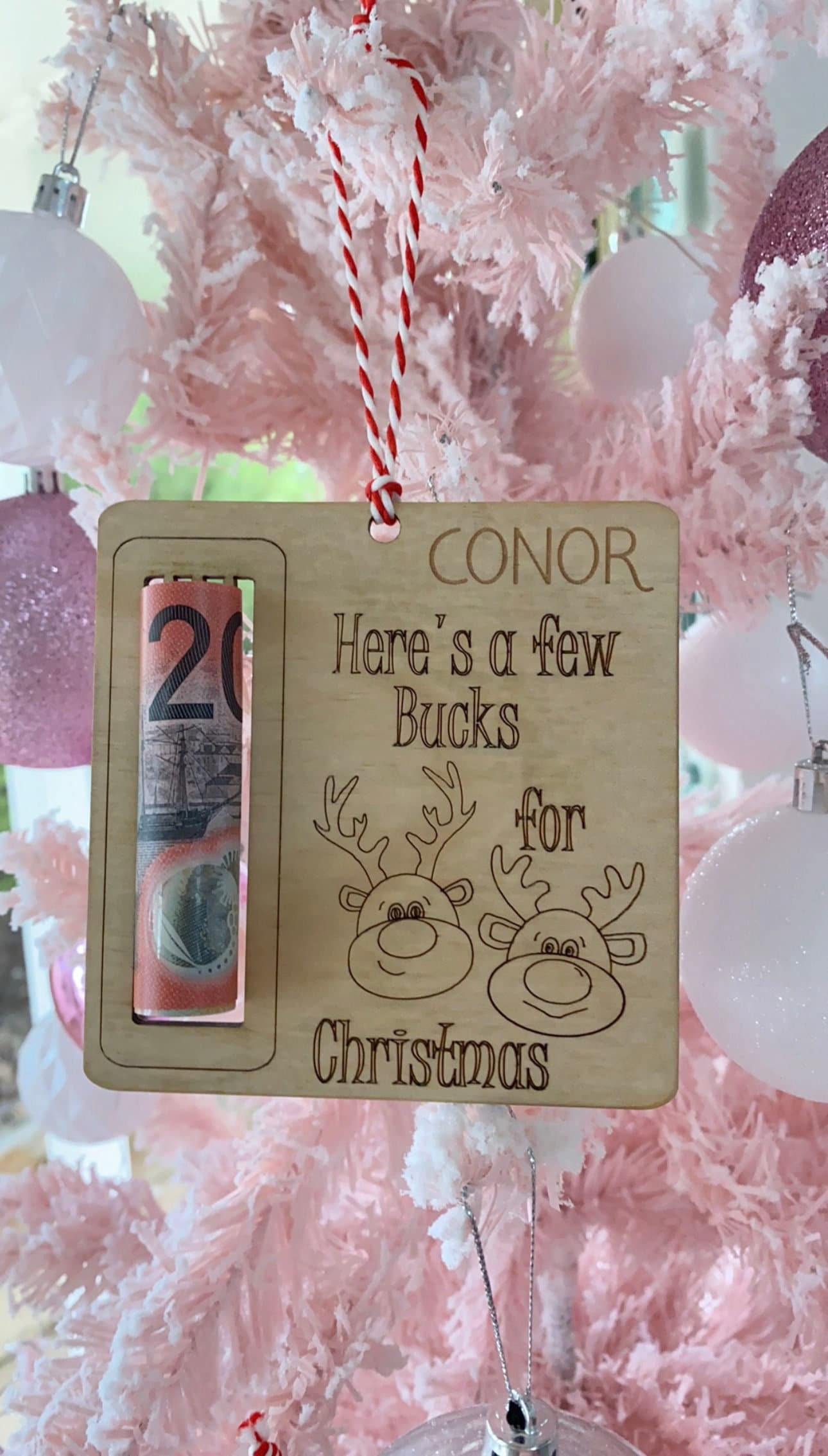 Personalised Christmas Money Holder Ornament