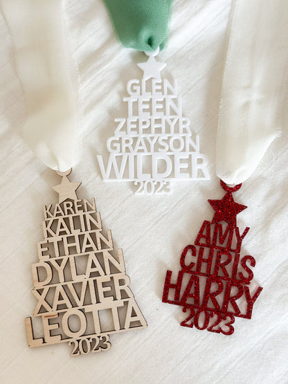 Personalised Family Name Christmas Tree Ornament