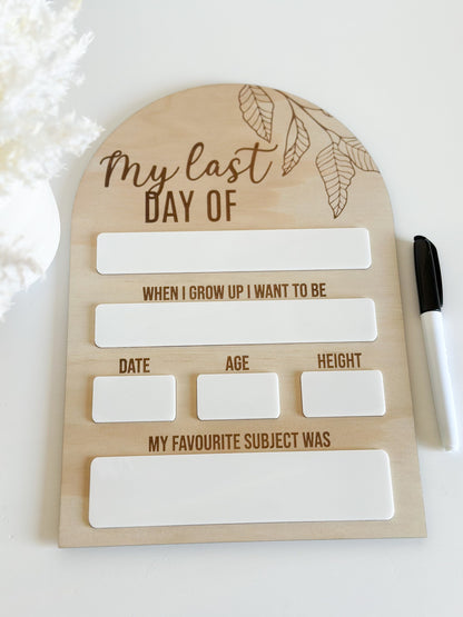 Double-Sided First &amp; Last Day of School Board