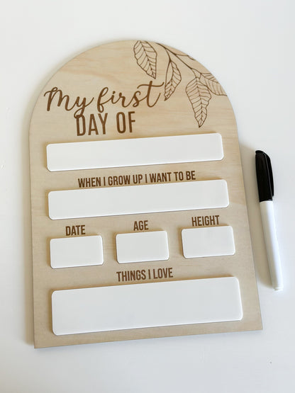 Double-Sided First &amp; Last Day of School Board