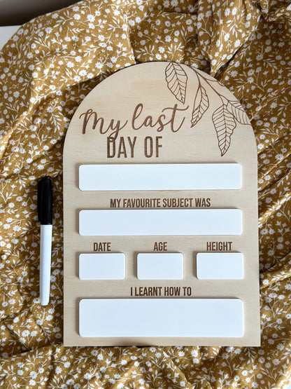 Double-Sided First &amp; Last Day of School Board