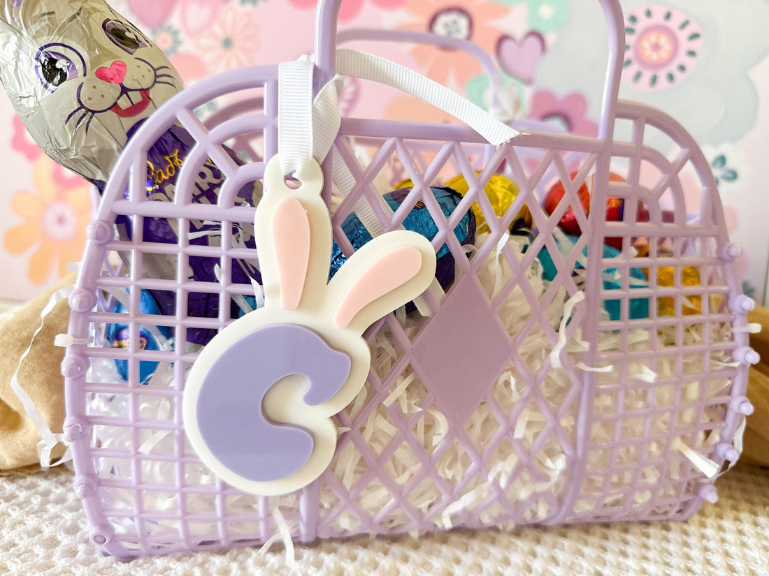 Acrylic Bunny Ear Easter Basket Tag