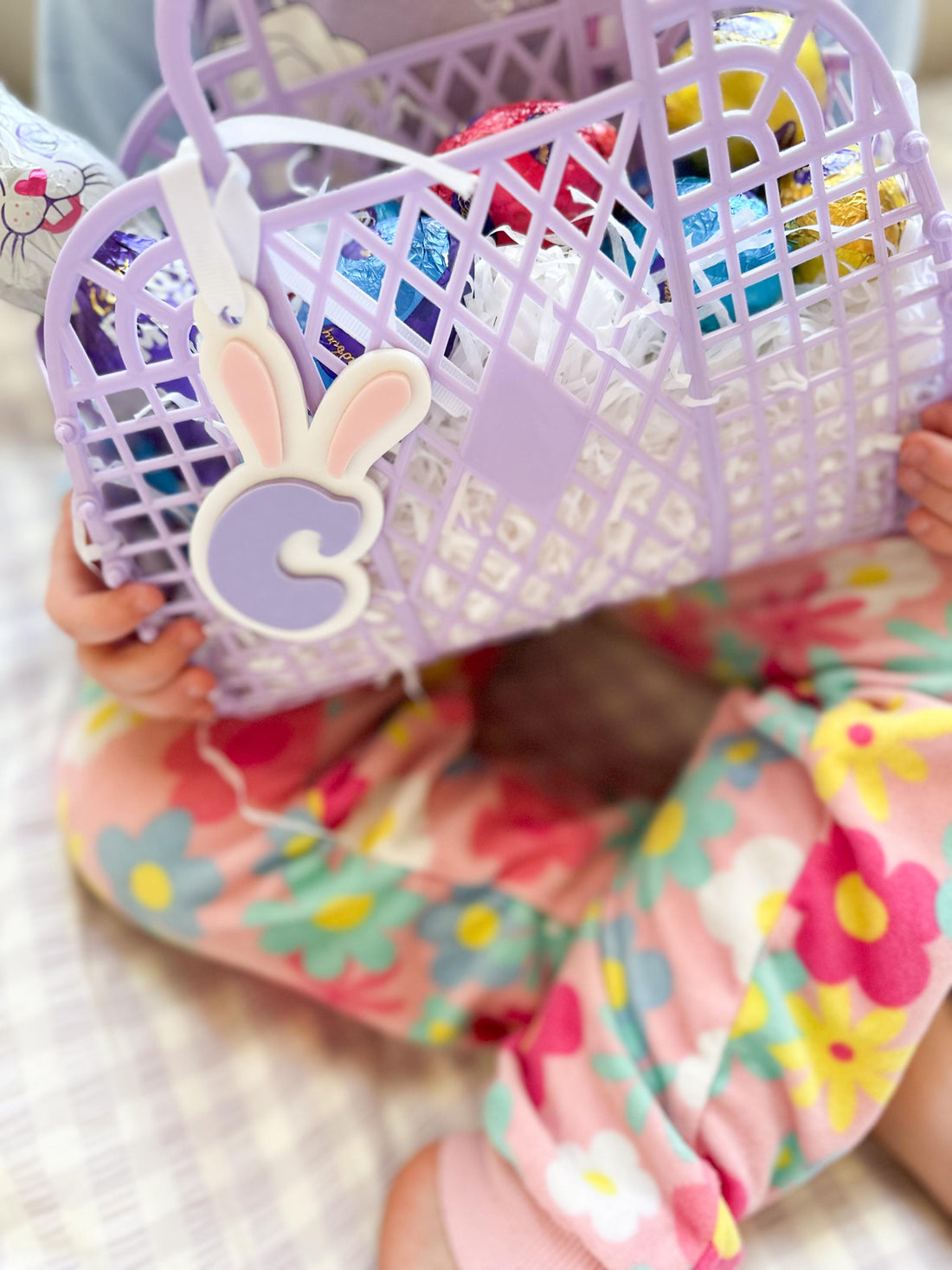 Acrylic Bunny Ear Easter Basket Tag