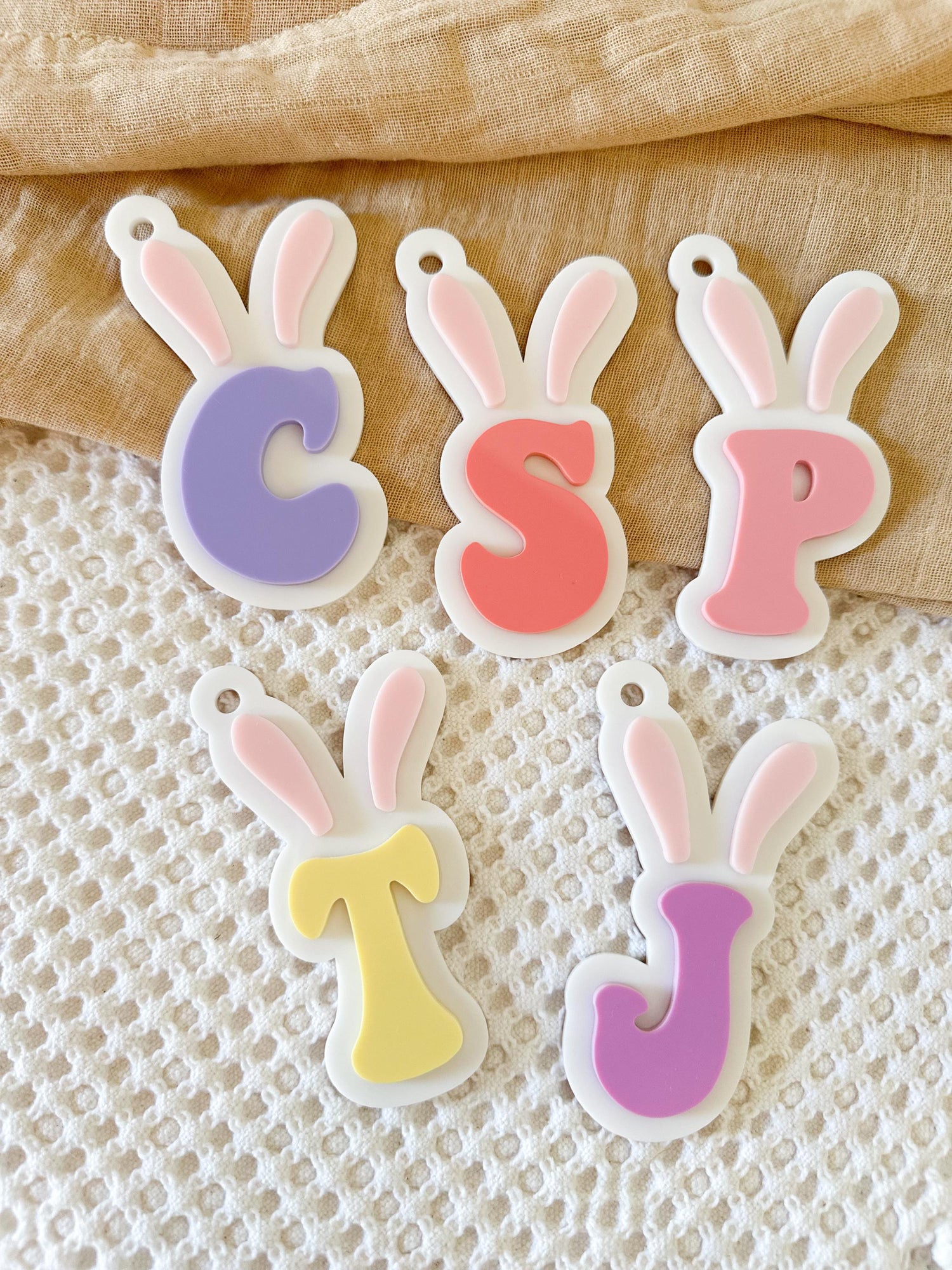 Acrylic Bunny Ear Easter Basket Tag