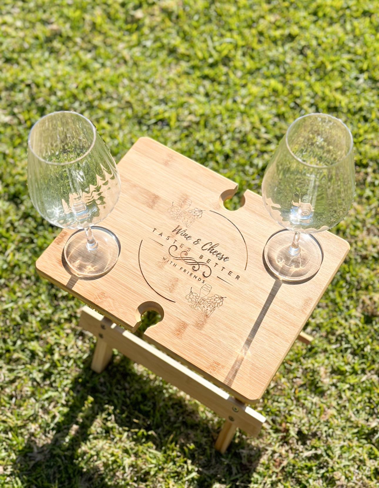 Engraved Wine &amp; Cheese Table