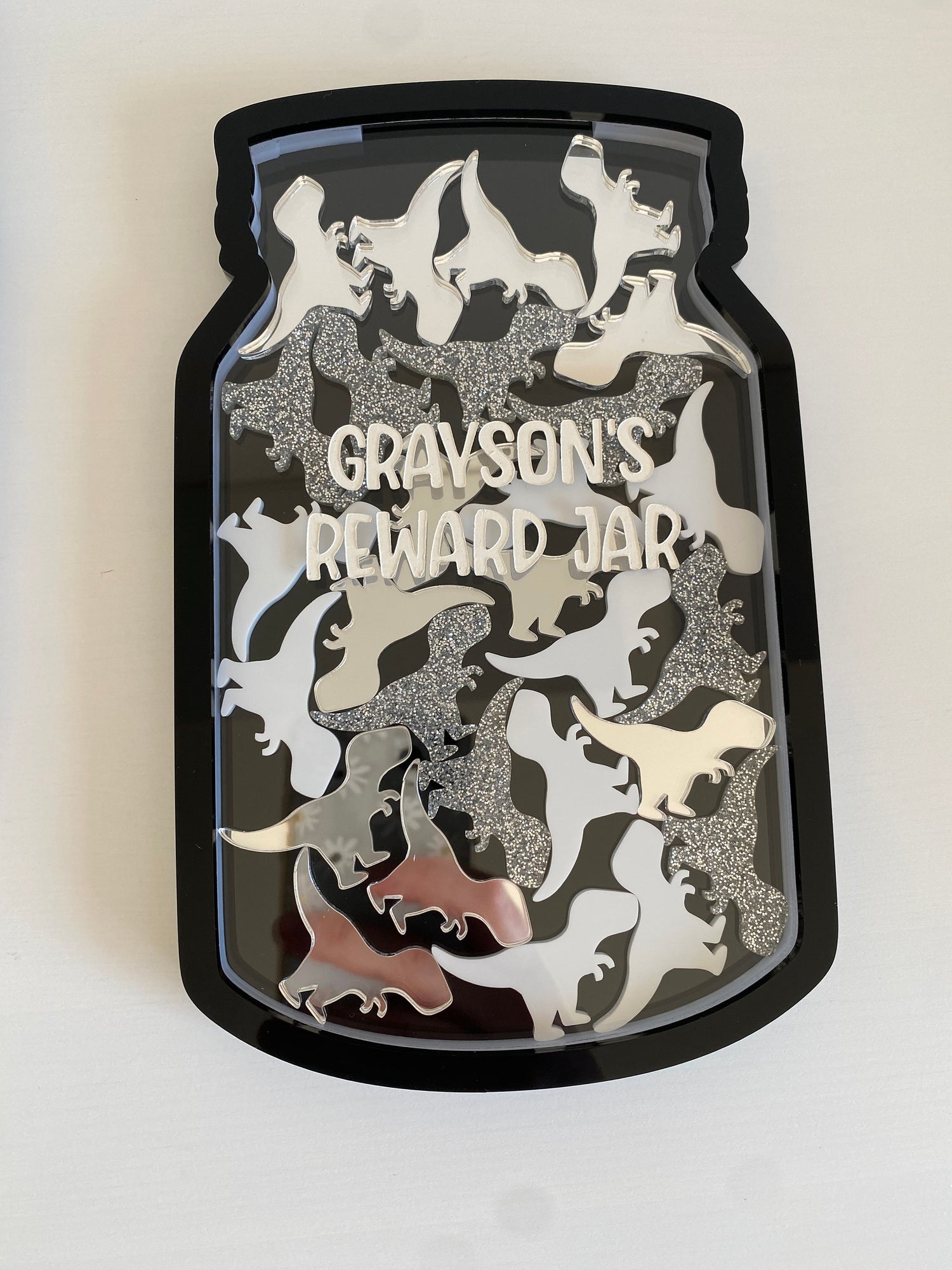 Personalised Kids Reward Jar with Dinosaur Tokens