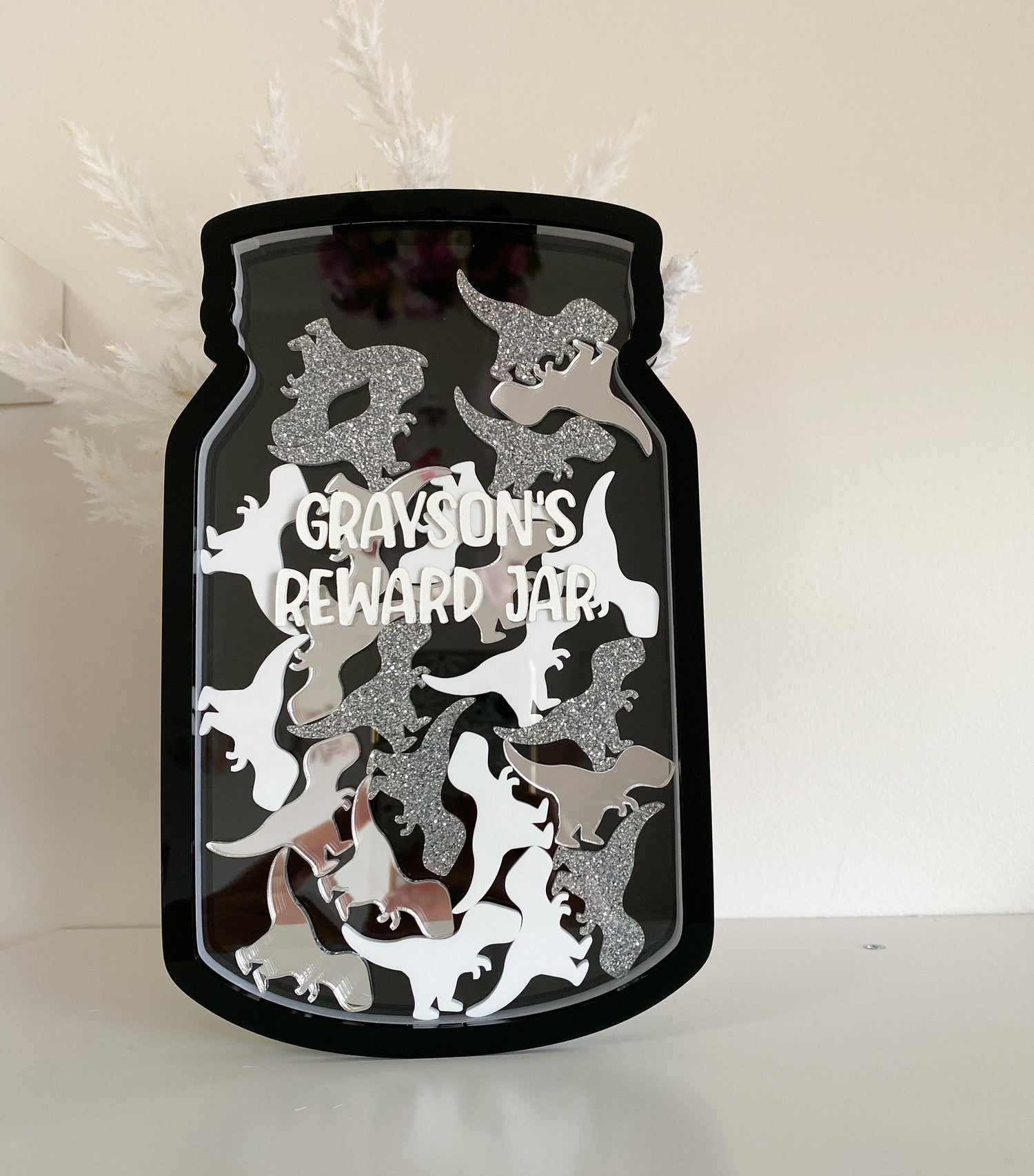 Personalised Kids Reward Jar with Dinosaur Tokens