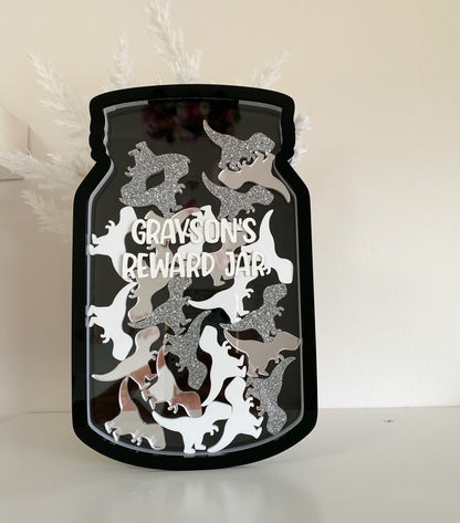 Personalised Kids Reward Jar with Dinosaur Tokens